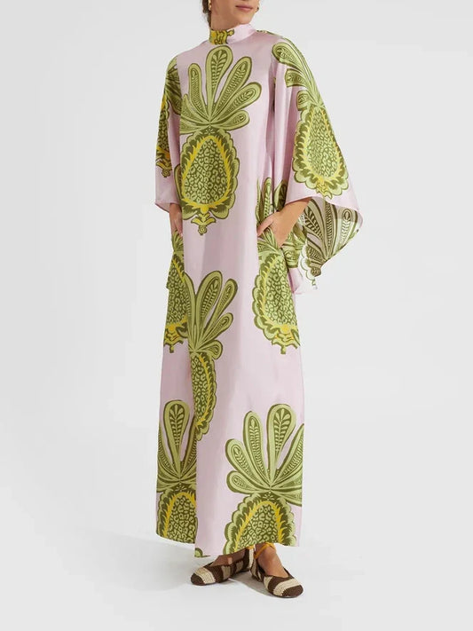 Tropical Big Pineapple Print Maxi Dress - Riviera London
