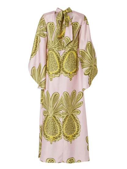 Tropical Big Pineapple Print Maxi Dress - Riviera London