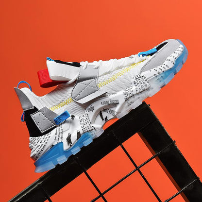 Graffiti Breathable Mesh Casual Sneakers - Riviera London
