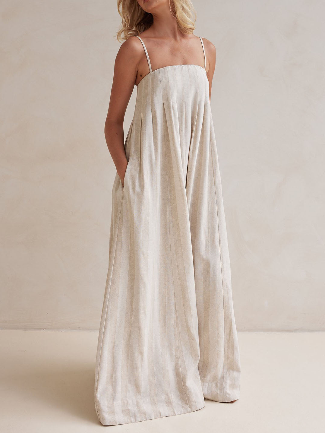 Casual Fashion Halter Neck Striped Maxi Dress - Riviera London