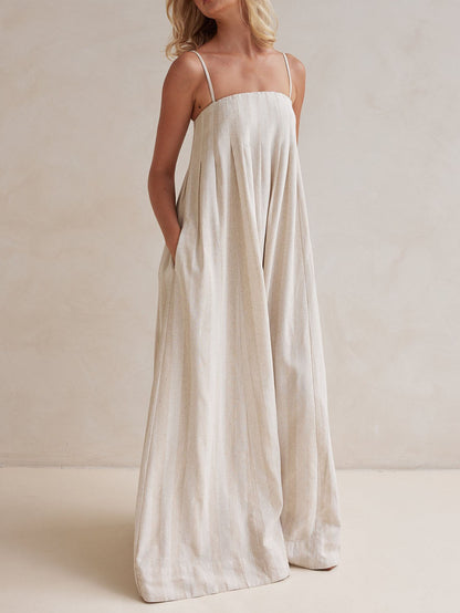 Casual Fashion Halter Neck Striped Maxi Dress - Riviera London