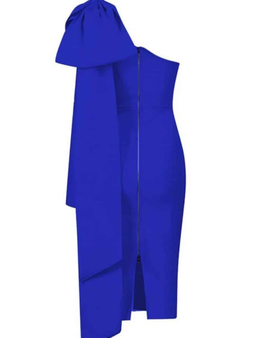 Abbey Blue One Shoulder Bandage Dress - Riviera London