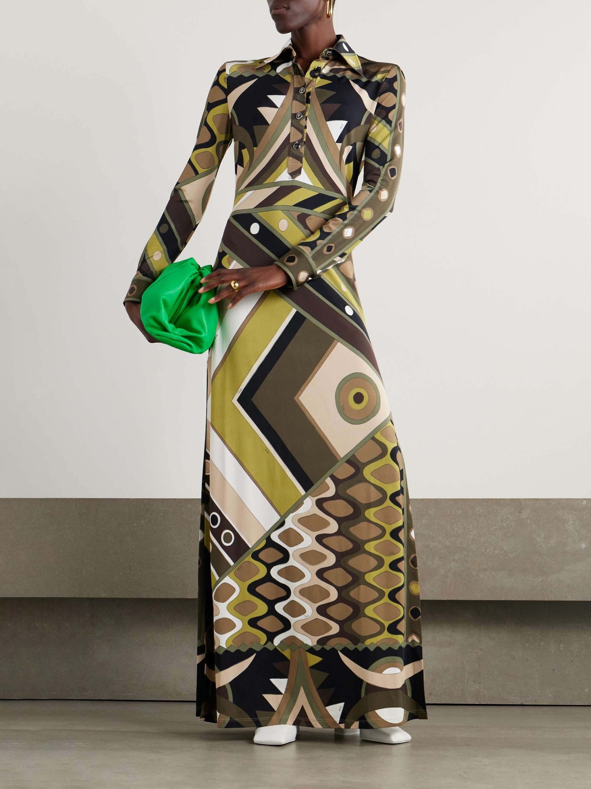 Retro Personality Abstract Print Long Sleeve Maxi Dress - Riviera London