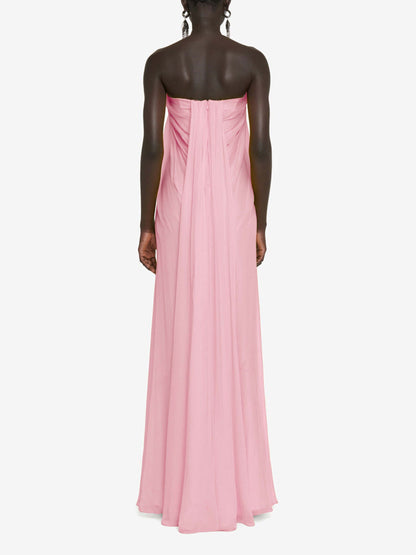 Elegant Strapless A-Line Pleated Maxi Dress - Riviera London