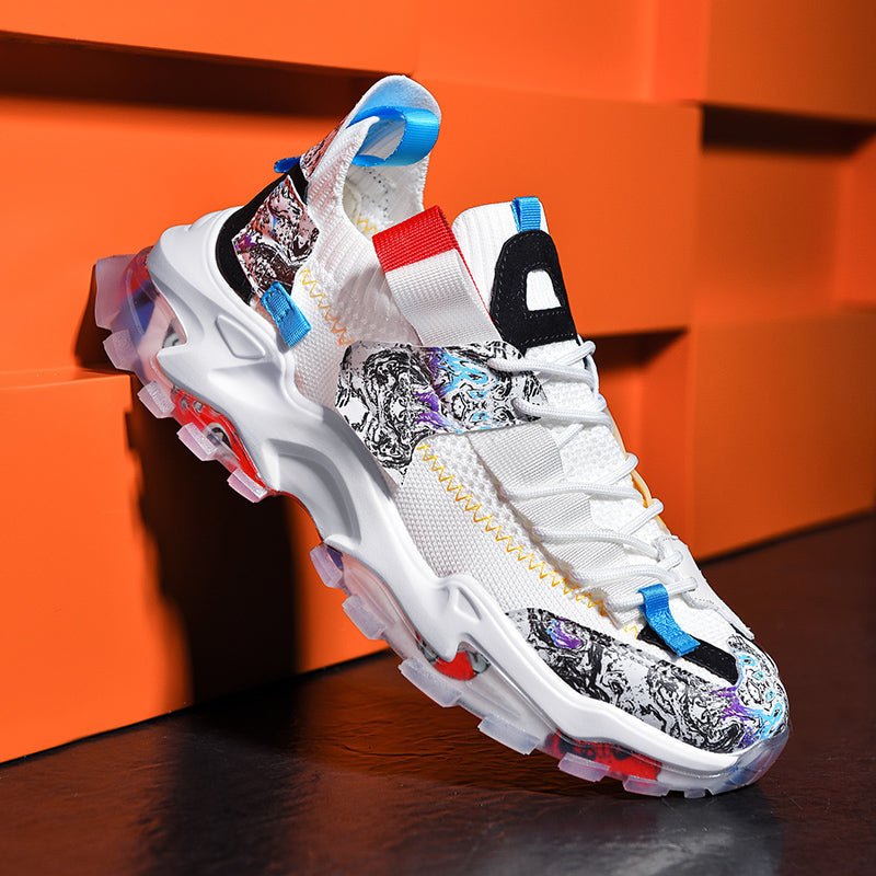 Graffiti Breathable Mesh Casual Sneakers - Riviera London