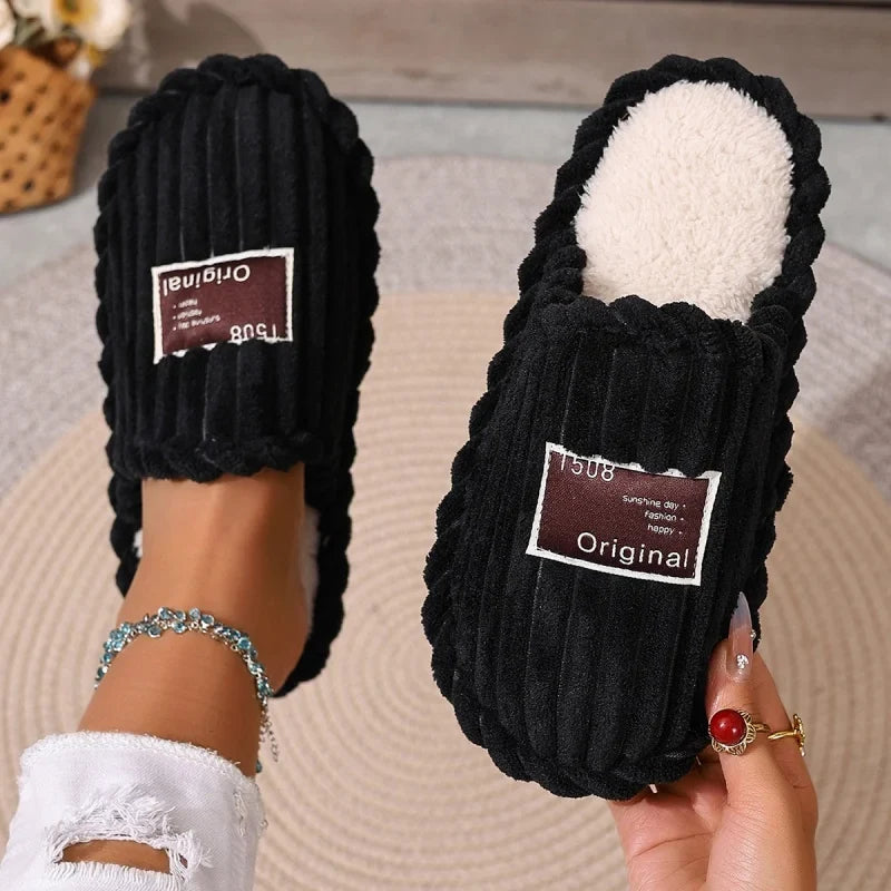 Haven Corduroy Slippers in Black