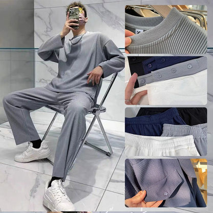 Men’s Loose Fashionable Long Sleeve 2-piece Set（50% OFF） - Riviera London