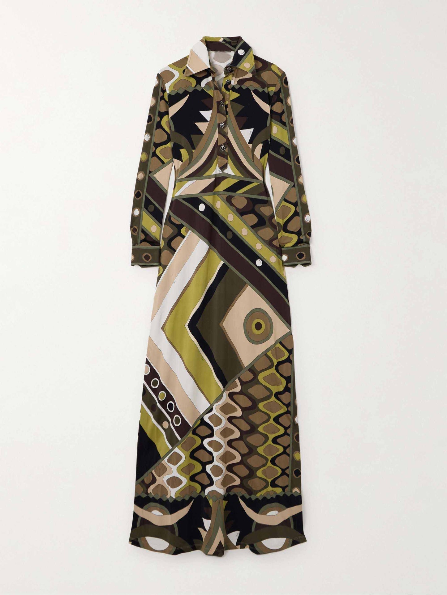 Retro Personality Abstract Print Long Sleeve Maxi Dress - Riviera London