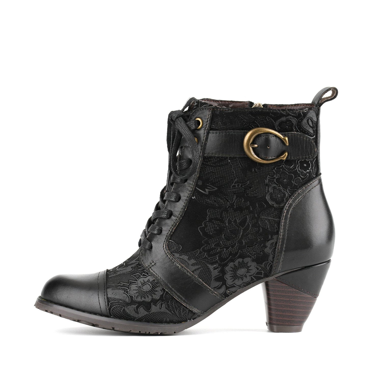 Floral Lace Up Ankle Boots
