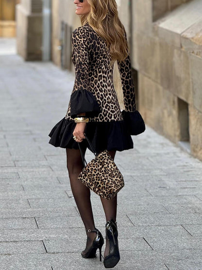 Sexy Leopard Print Ruffled Mini Dress - Riviera London