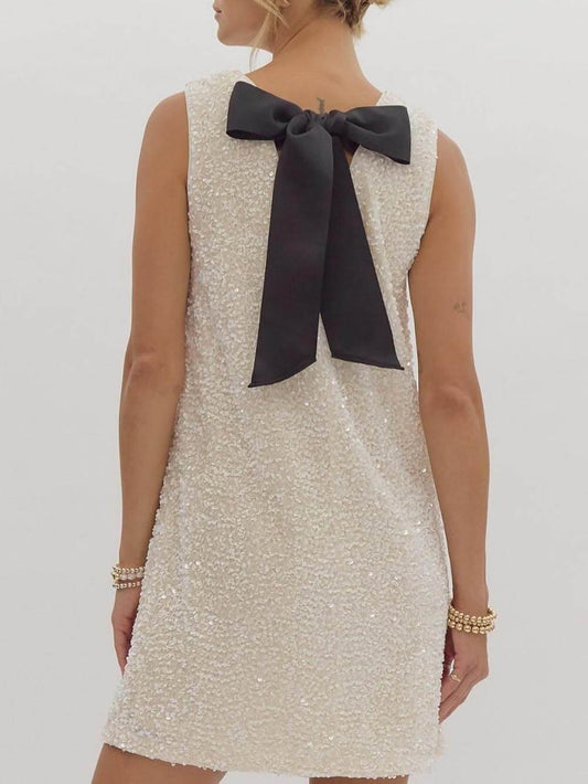 Sequined Tie-Back Bows Party Mini Dress - Riviera London