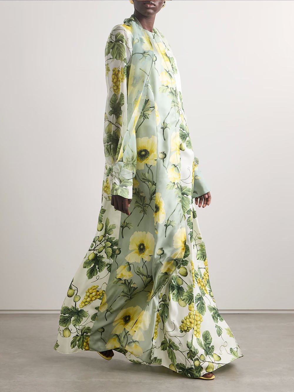 Delicate Floral And Fruit Print Maxi Dress - Riviera London