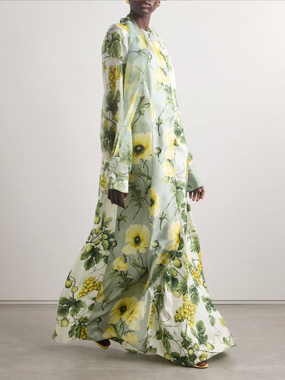 Delicate Floral And Fruit Print Maxi Dress - Riviera London