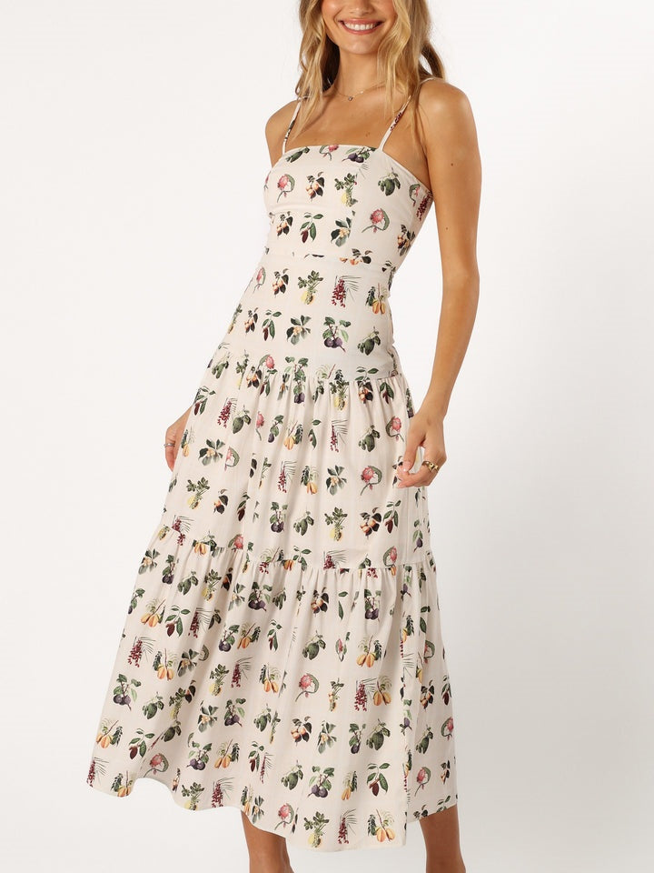 Fruit Floral Midi Dress - Riviera London