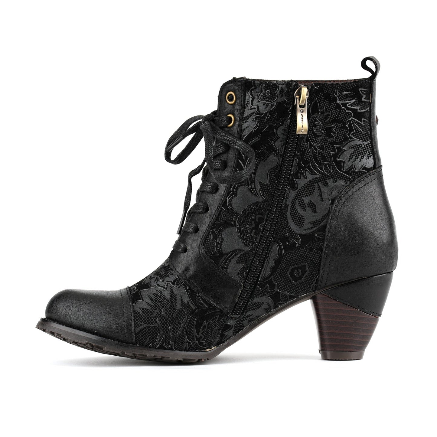Floral Lace Up Ankle Boots