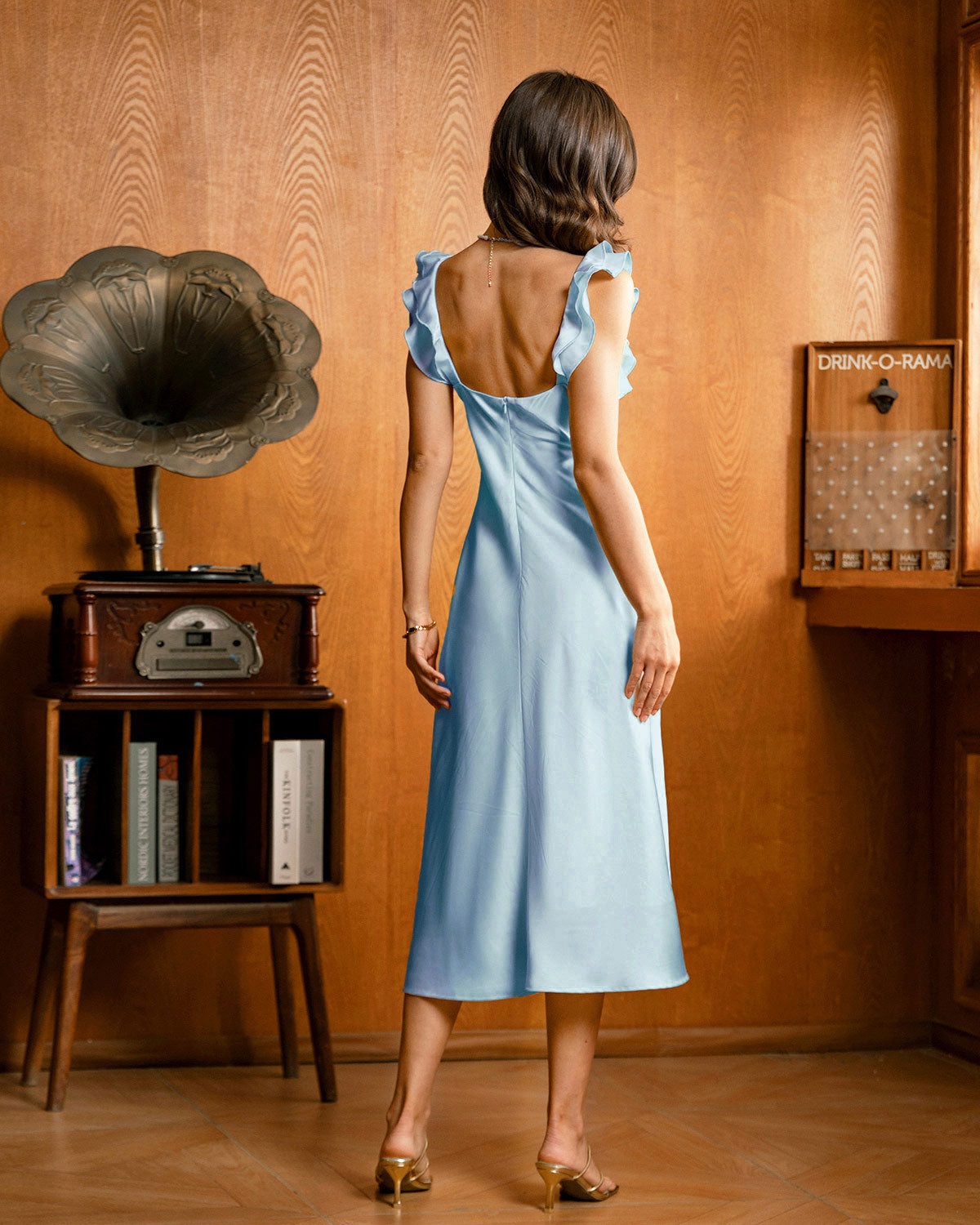Riviera Blue Satin Dress - Riviera London